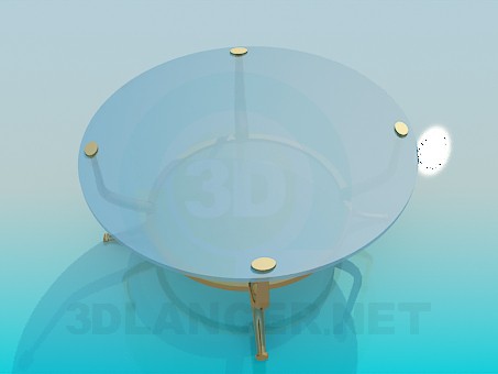 3d модель Стеклянный столик с золотистыми ножками – превью