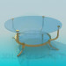 3d модель Скляний столик з ніжками Золотий – превью