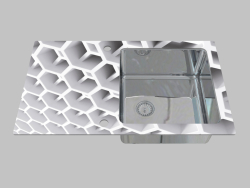 Lavaggio vetro-acciaio, 1 camera con un'ala per l'asciugatura - il bordo di un Pallas rotondo (ZSP 0
