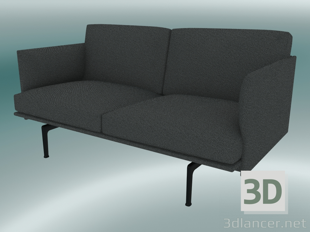 Modelo 3d Esboço do sofá do estúdio (Hallingdal 166, preto) - preview