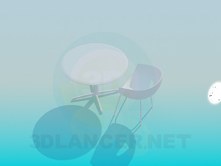 modello 3D Un tavolo con una sedia per Cafe - anteprima