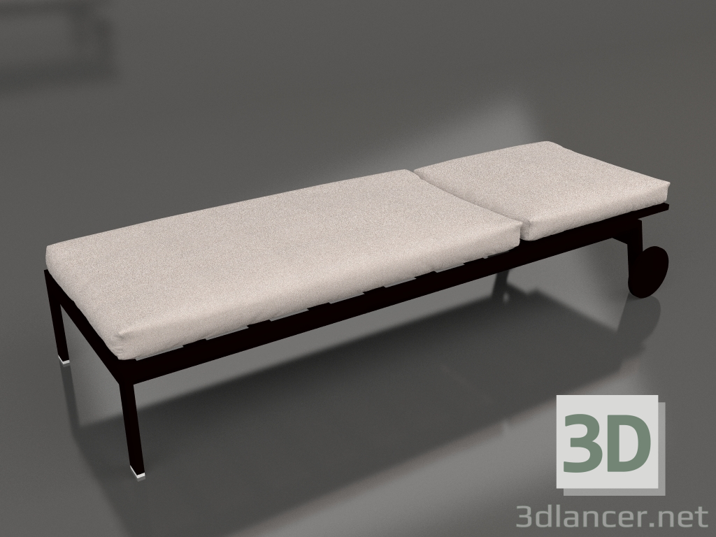 modèle 3D Chaise longue à roulettes (Noir) - preview
