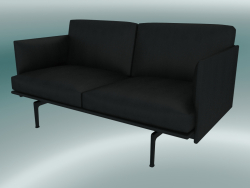 Contorno del sofá de estudio (cuero negro refinado, negro)