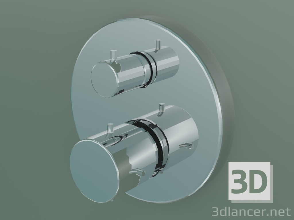 3d model Flush-mounted thermostat with shut-off and diverter valve (10720000) - preview