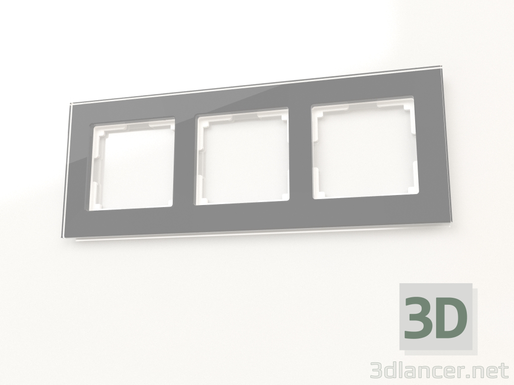 3D Modell Rahmen für 3 Pfosten Favorit (grau, Glas) - Vorschau