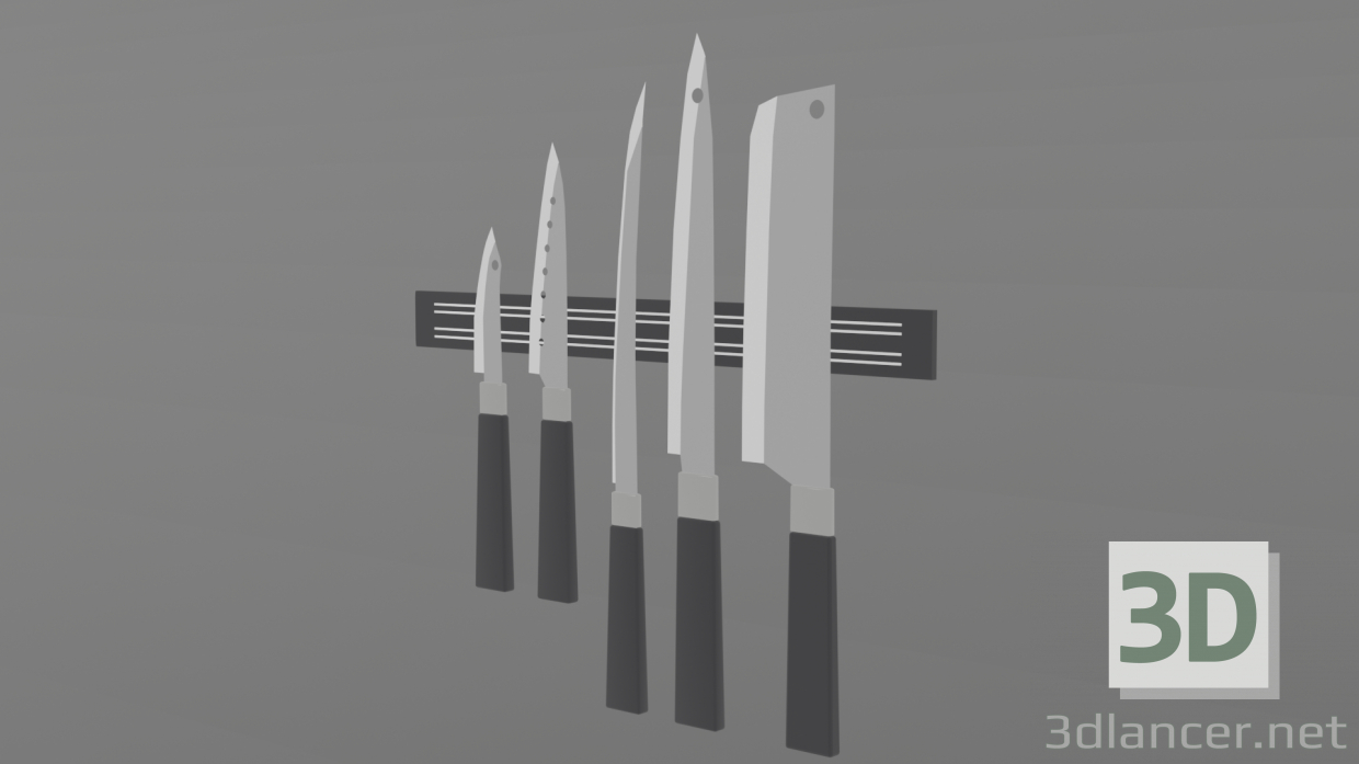 3 डी 5 रसोई के चाकू का सेट मॉडल खरीद - रेंडर