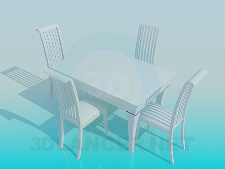 3 डी मॉडल मेज और कुर्सियों का सेट - पूर्वावलोकन