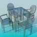 Modelo 3d Mesa de jantar de vidro e quatro cadeiras - preview