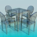 3d model Glass dining table and four chairs - preview