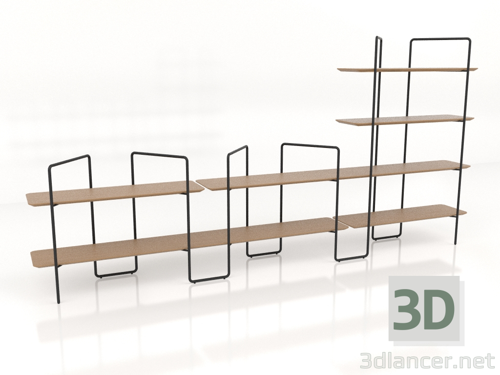 3D modeli Modüler raf (bileşim 21 (07+03+U)) - önizleme