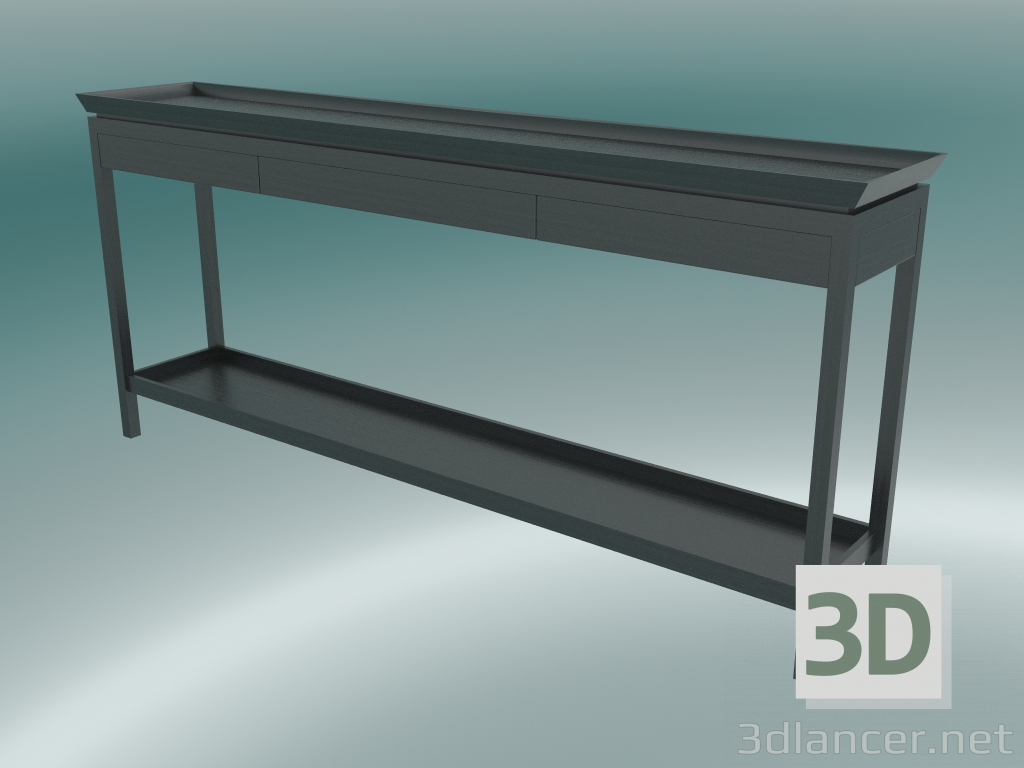 3D modeli 3 çekmeceli ve raflı Newport konsolu - önizleme