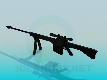 3D Modell Gewehr mit Zielfernrohr, Scharfschützengewehr - Vorschau