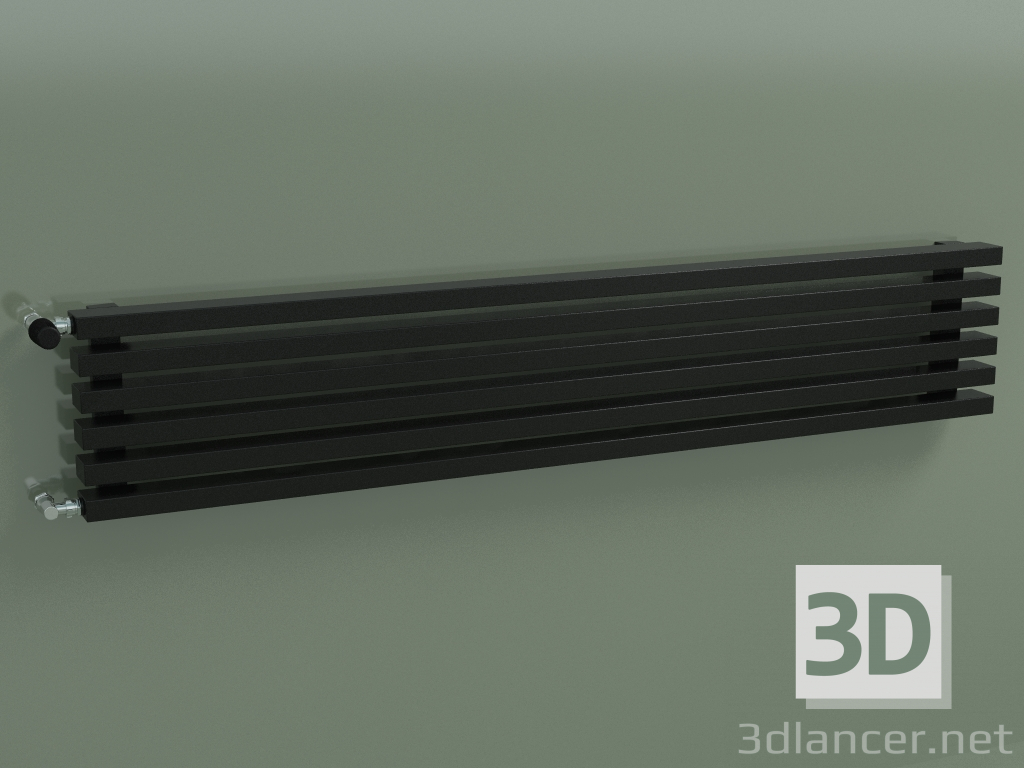 modello 3D Radiatore orizzontale RETTA (6 sezioni 1500 mm 60x30, nero lucido) - anteprima
