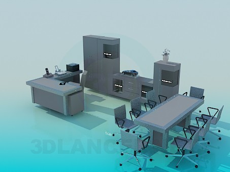 modello 3D Un set di mobili per l'ufficio - anteprima