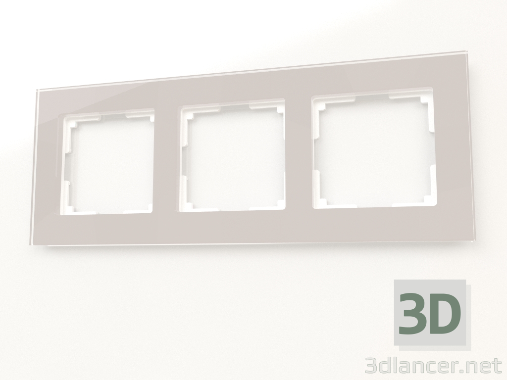 3D Modell Rahmen für 3 Pfosten Favorit (rauchig, Glas) - Vorschau