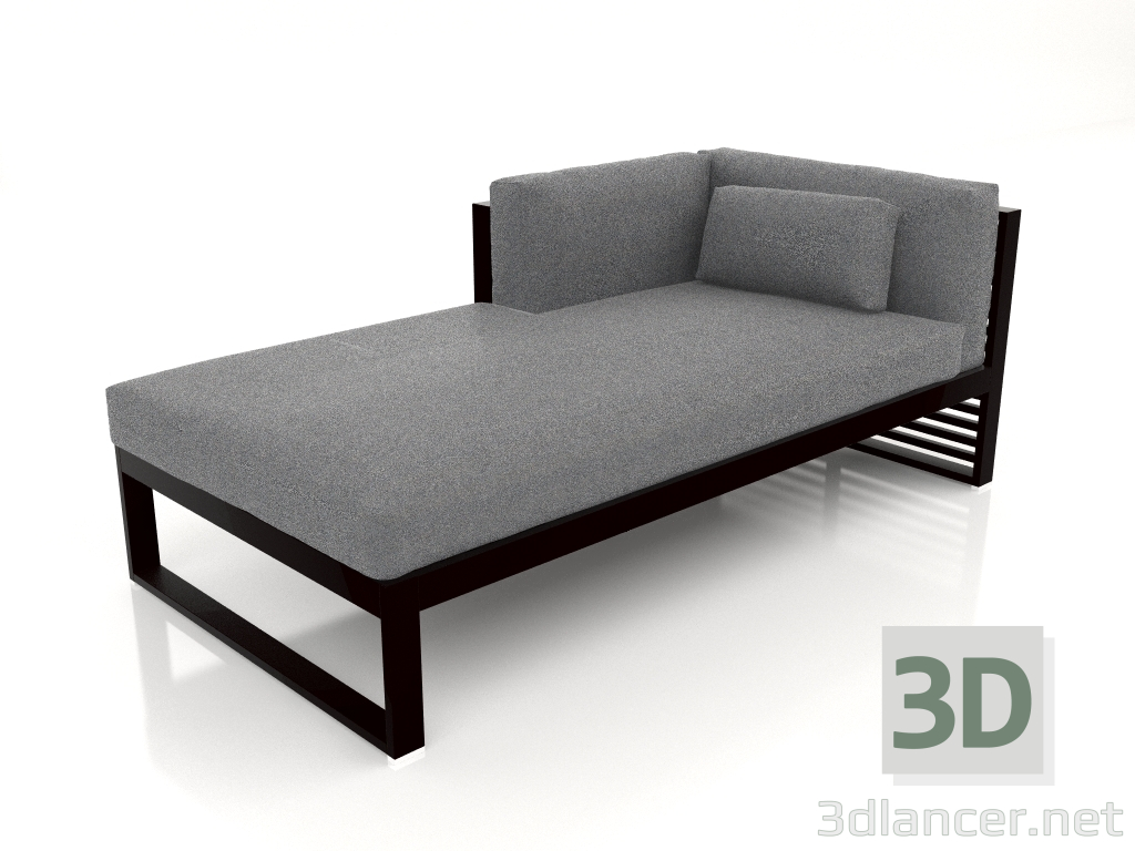 modèle 3D Canapé modulable, section 2 gauche (Noir) - preview