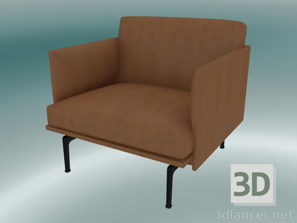 modèle 3D Chaise studio Outline (cuir Cognac raffiné, noir) - preview