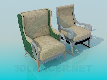 3d model Silla y sillón completo - vista previa