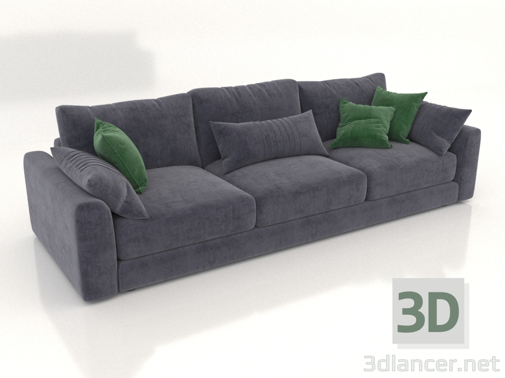 3d model Straight 3-seater sofa SHERLOCK (upholstery option 3) - preview