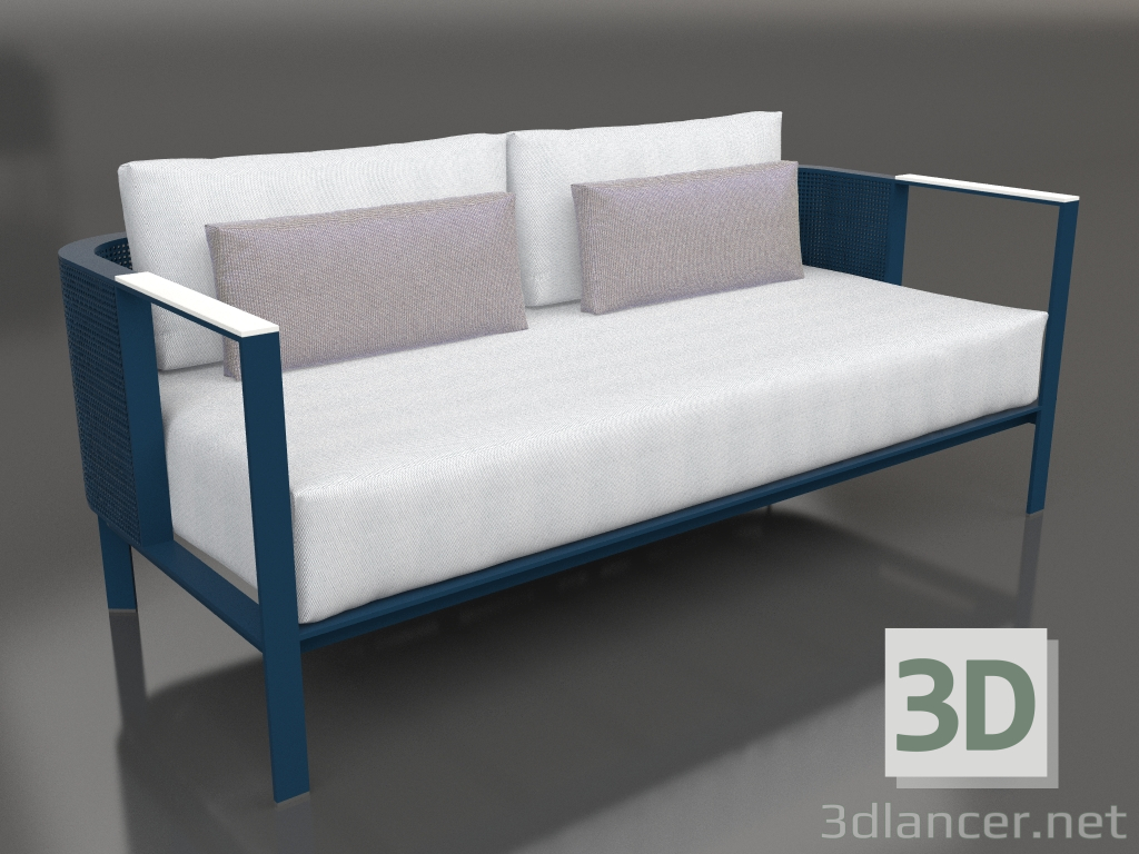 3d model 2-seater sofa (Grey blue) - preview