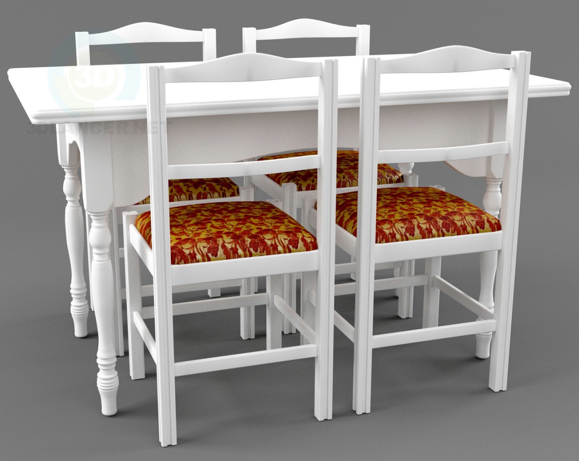 3 डी मॉडल मेज और कुर्सियों - पूर्वावलोकन
