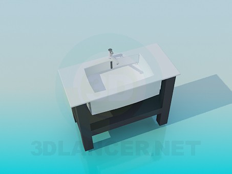 modèle 3D Lavabo rectangulaire avec support - preview