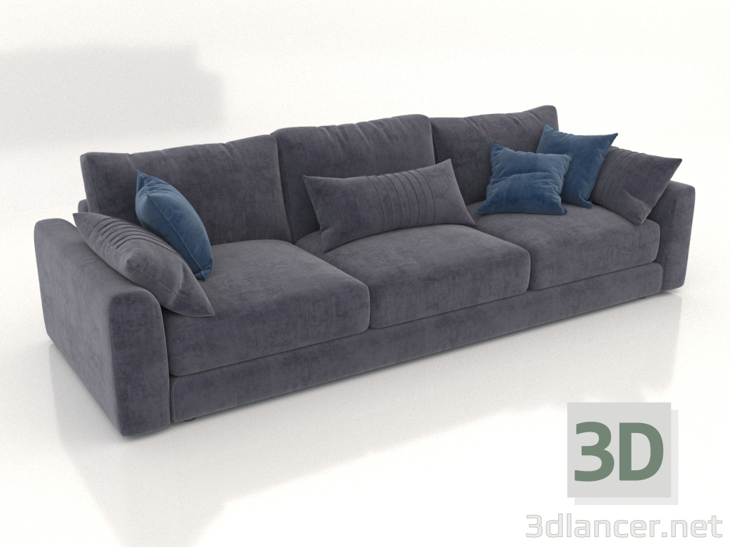 3D modeli 3'lü düz kanepe SHERLOCK (döşeme seçeneği 4) - önizleme