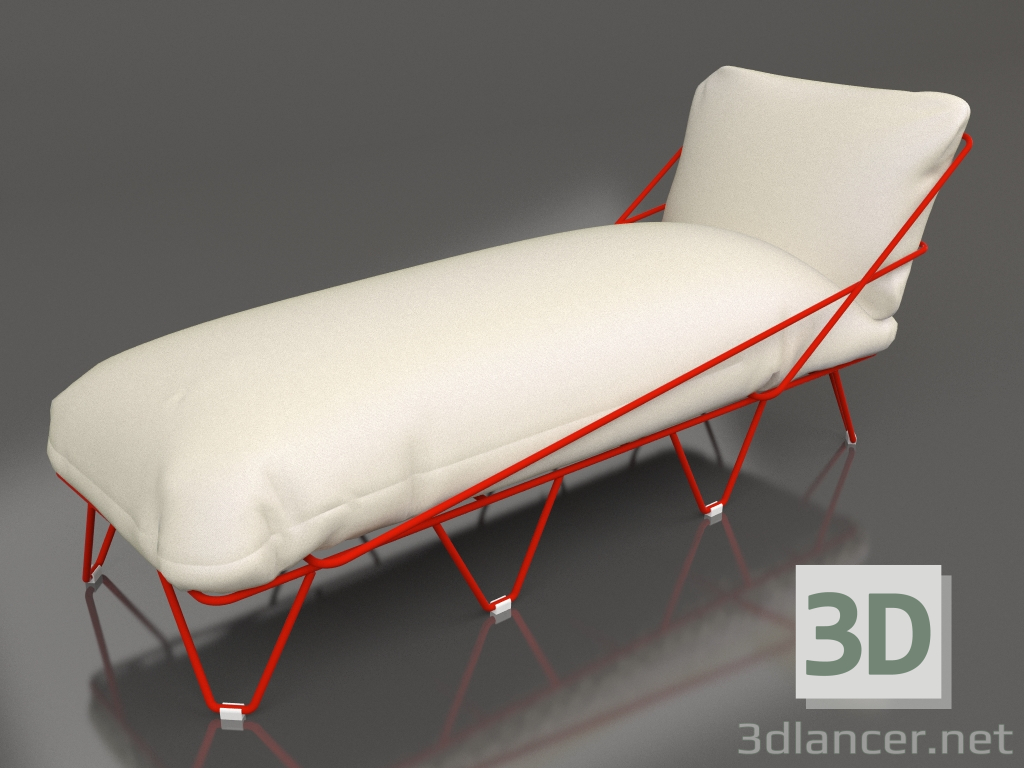 modello 3D Sedia a sdraio (rossa) - anteprima