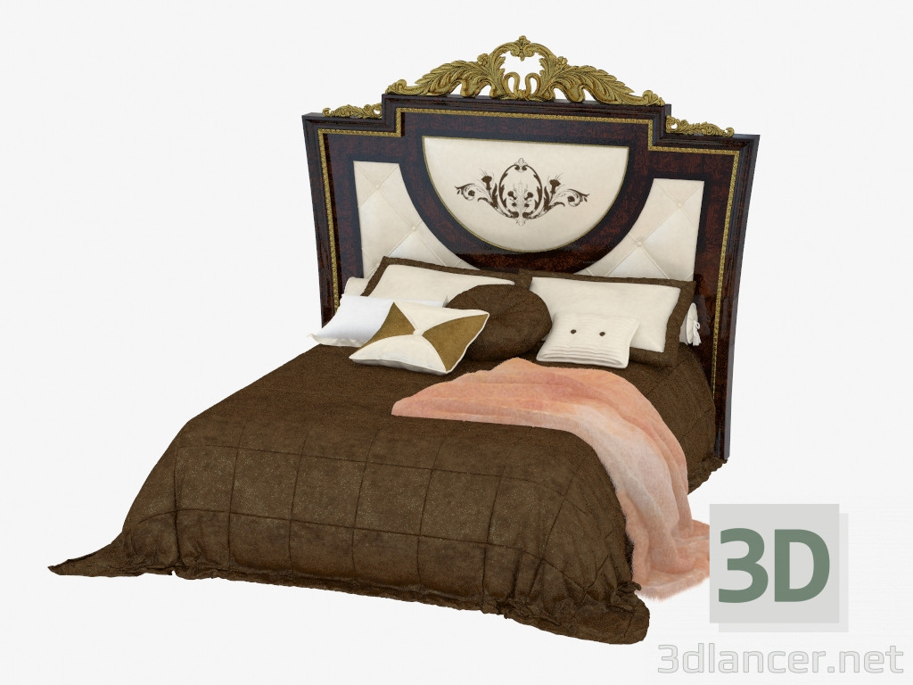 3D modeli Klasik tarzda çift kişilik yatak 1671 - önizleme