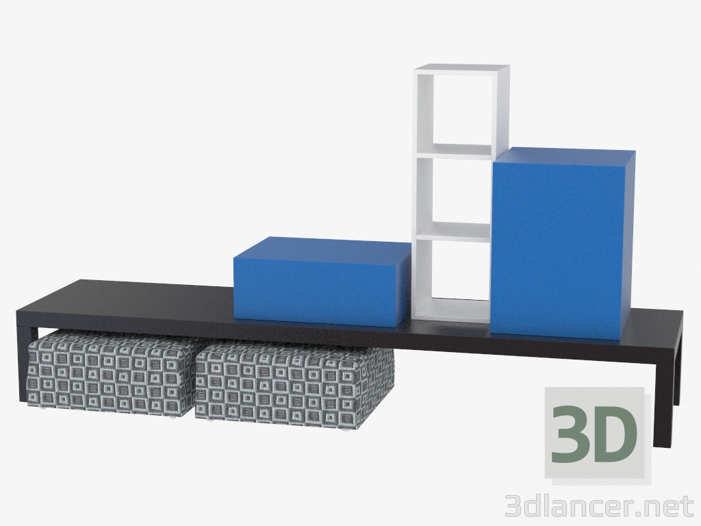 3d model Modular storage system with puffs Burkina Faso - preview