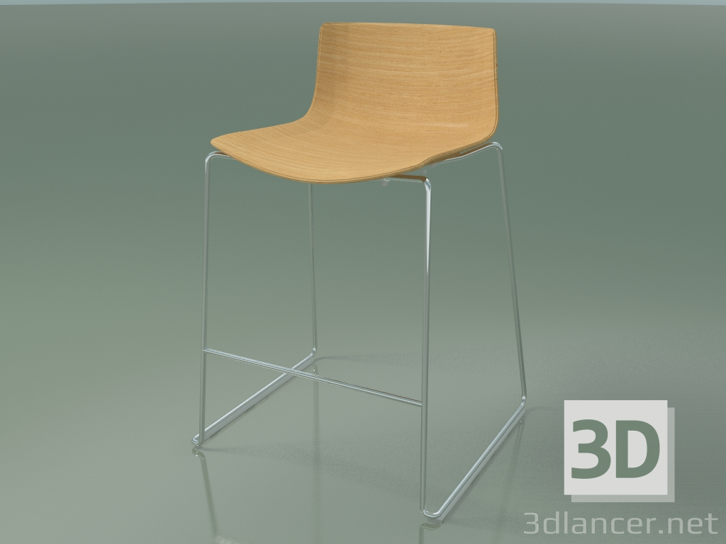 modèle 3D Chaise de bar 0572 (sur un traîneau, sans rembourrage, chêne naturel) - preview