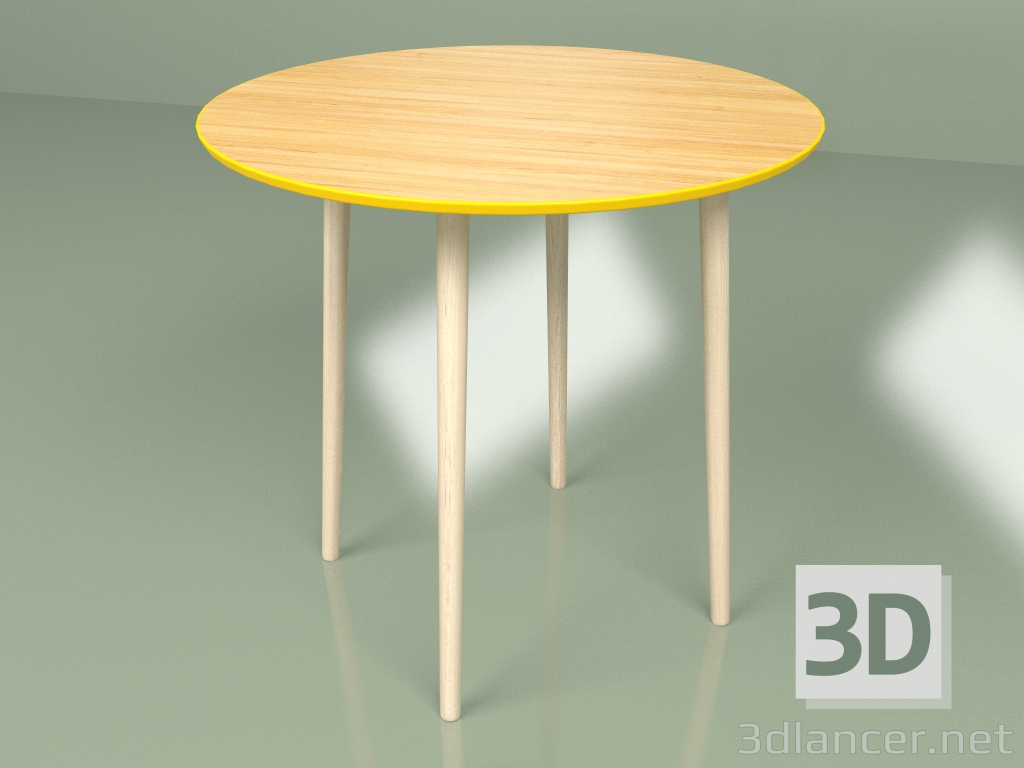 modello 3D Tavolo medio Sputnik 80 cm impiallacciato (giallo-senape) - anteprima