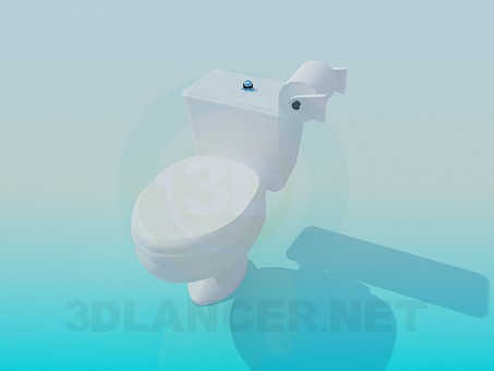 modello 3D WC con carta igienica - anteprima