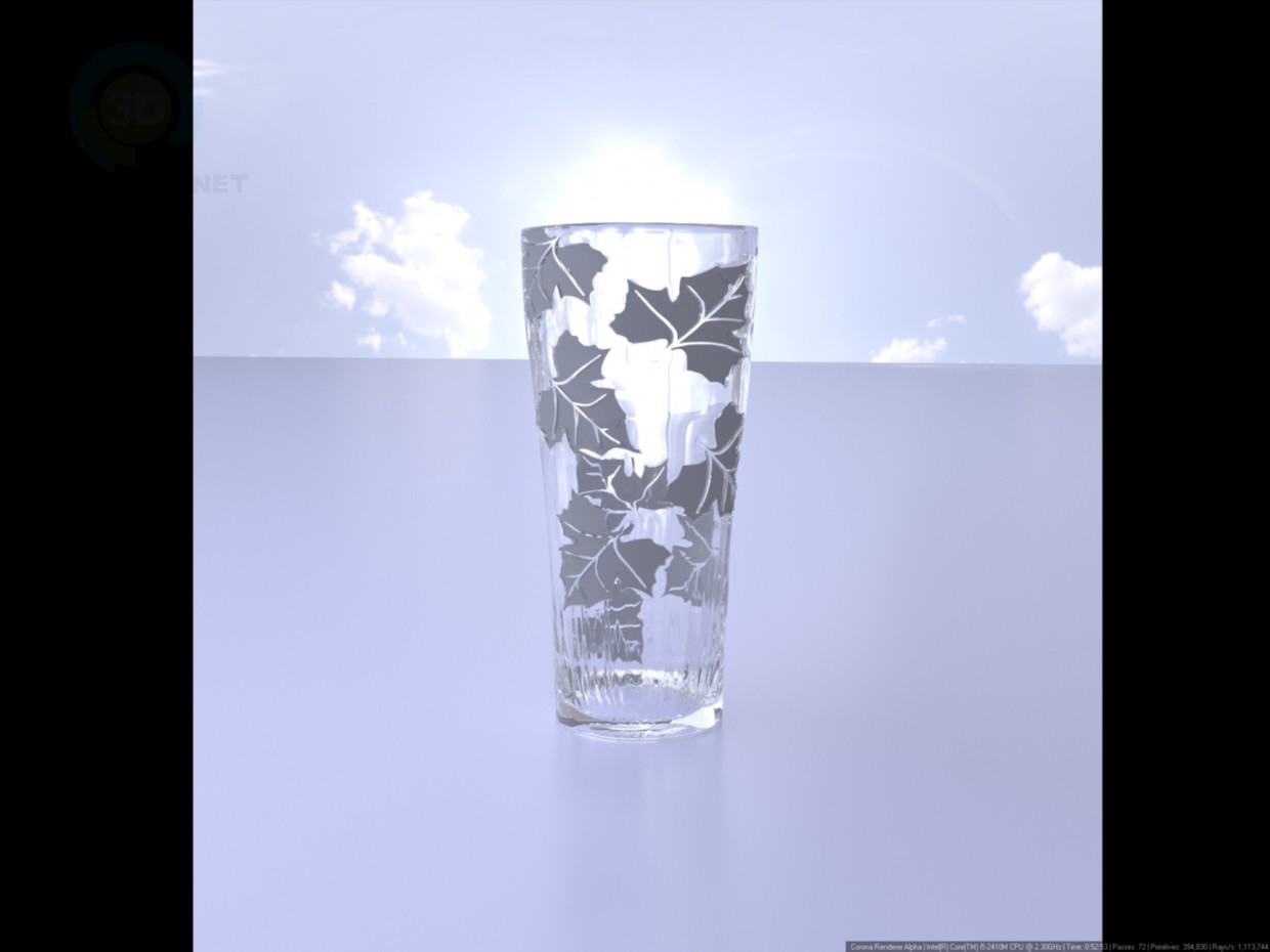 3D Modell Vase mit Blattmuster - Vorschau