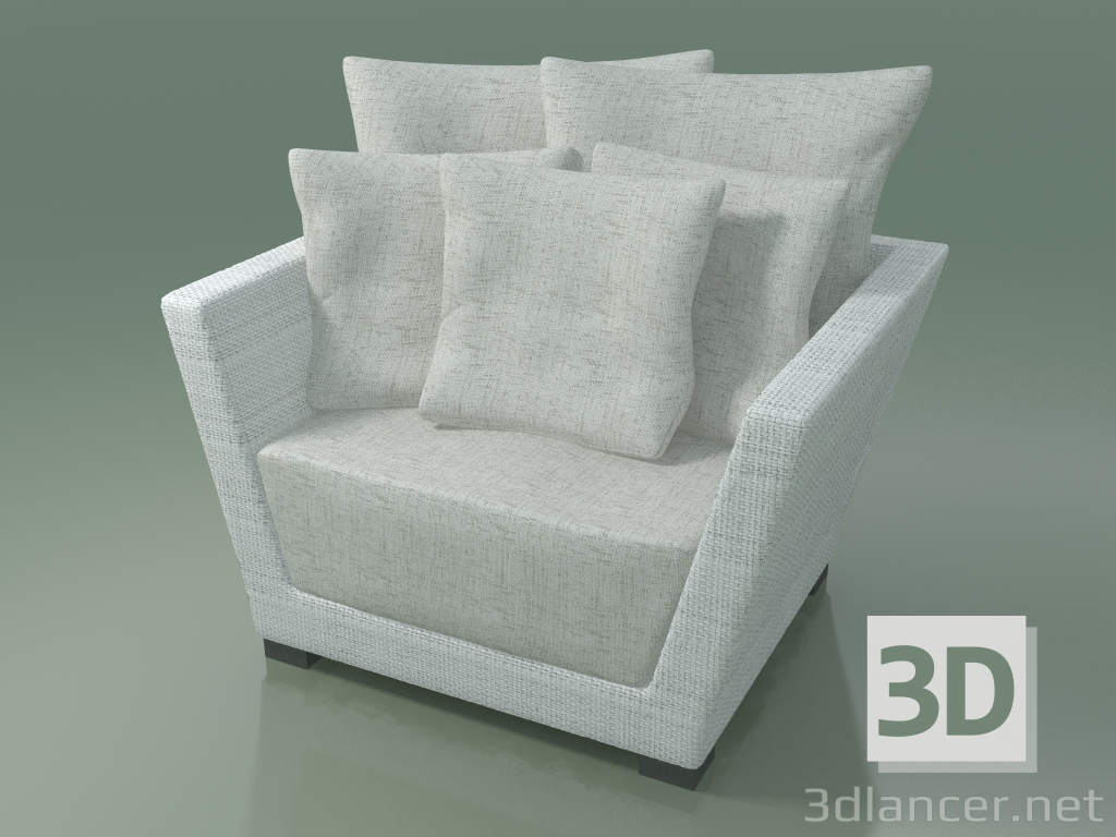 modèle 3D Fauteuil en polyéthylène tressé blanc et gris InOut (501) - preview