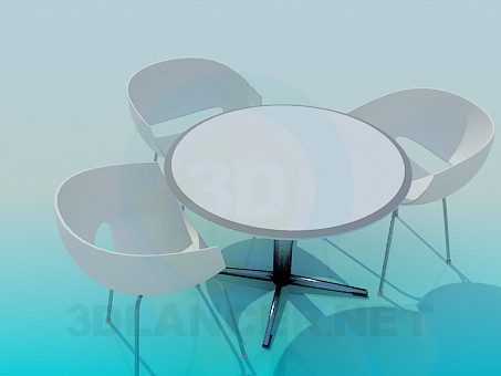 3D Modell Tisch und Stühle für café - Vorschau