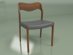 Chair Wide (dark grey, solid walnut)