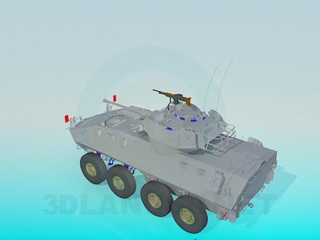 3 डी मॉडल एक पहियों के साथ टैंक - पूर्वावलोकन