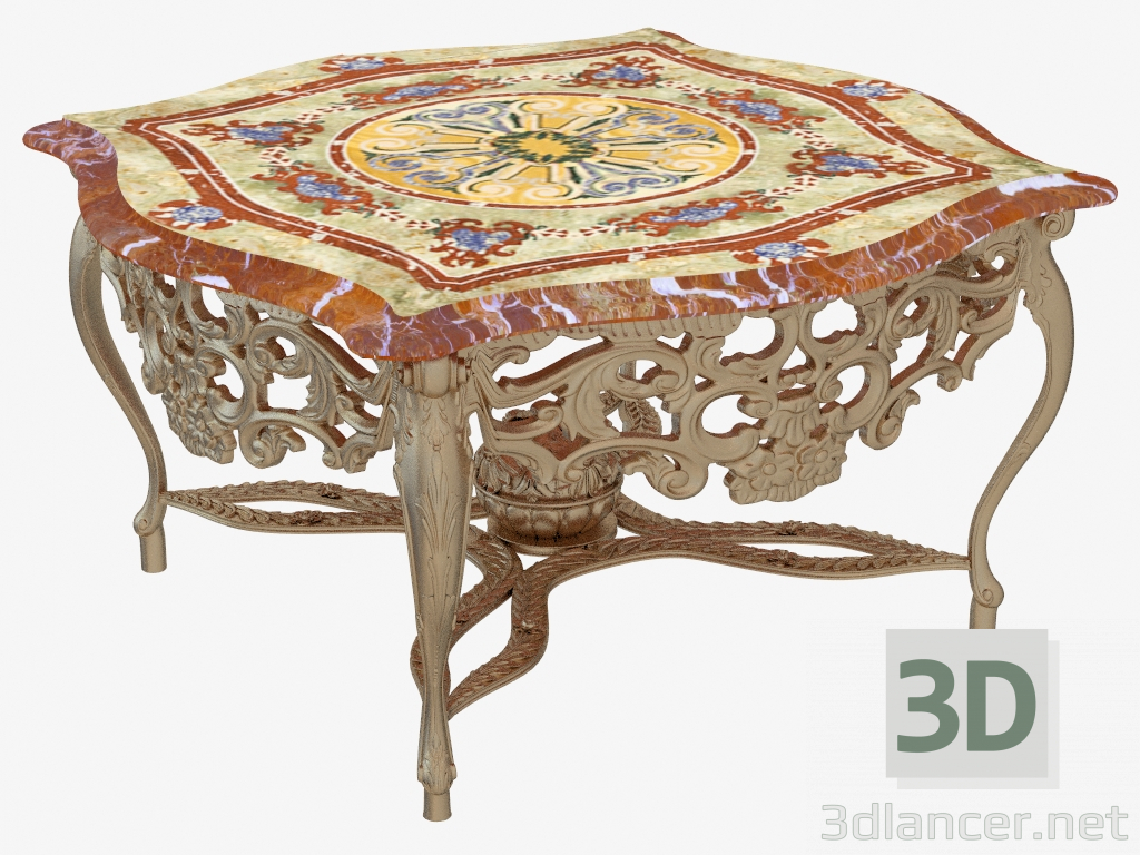modèle 3D Table basse avec plateau en marbre - preview