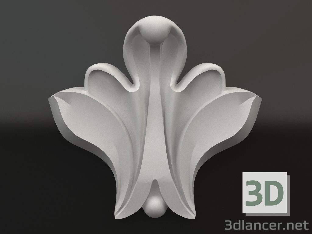 modello 3D Elemento decorativo in gesso DE 044 (98x108) - anteprima