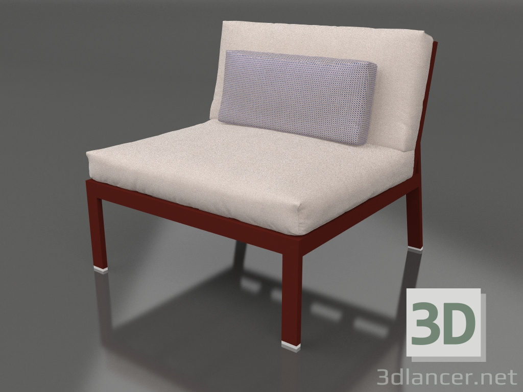 Modelo 3d Módulo sofá, seção 3 (Vinho tinto) - preview