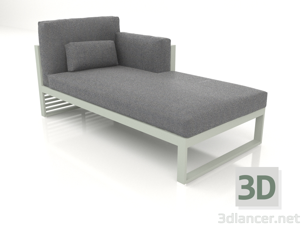 modèle 3D Canapé modulable, section 2 droite, dossier haut (Gris ciment) - preview