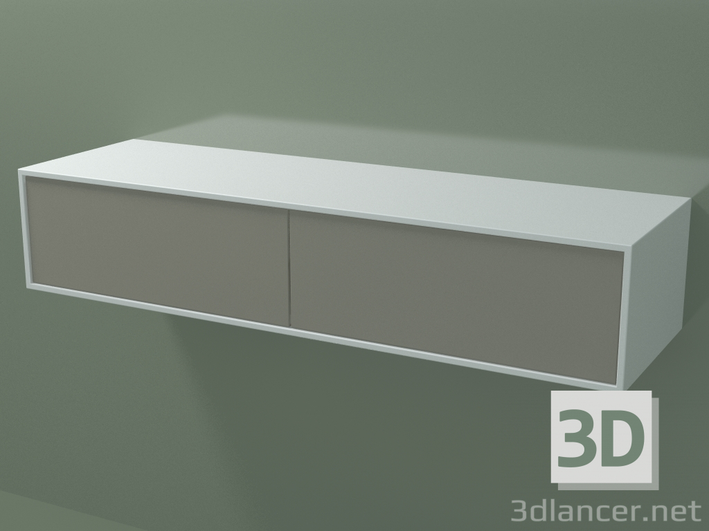 3d model Double drawer (8AUEAA02, Glacier White C01, HPL P04, L 120, P 36, H 24 cm) - preview