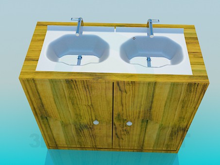 3d model double washbasin - preview