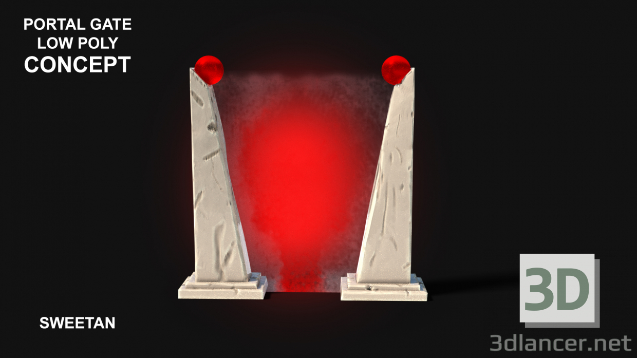 3d model Concepto de puerta de portal 3D - Low Poly - vista previa