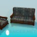 3d модель Кресло и диван – превью