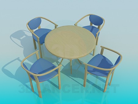 3d model Table with chairs - preview