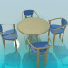 modello 3D Tavolo con sedie - anteprima