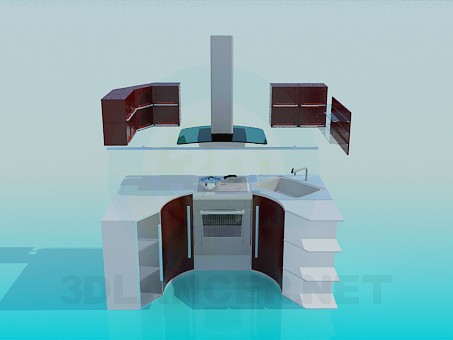 3D Modell Kompakte Küche - Vorschau