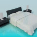 3d model double bed with cupboards - preview